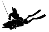 MyScubaShop Scuba Diving Vinyl Decal Car Sticker with Spearfishing Free Diver Carrying Speargun - 5.91" x 3.82"