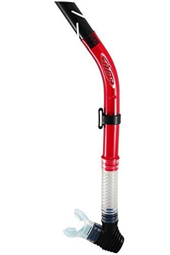 New Tilos Flexible Purge Splash Snorkel for Scuba Diving & Snorkeling - Trans Red