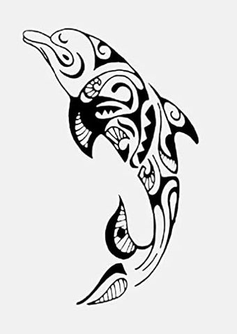 Scuba Diving Vinyl Decal Car and Motorcycle Sticker with Tribal Dolphin - 6.06" x 3.86"