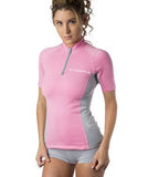 New Women's LavaCore Short Sleeve LavaSkin Shirt (3X-Small) with Front Zipper (Pink/Grey)