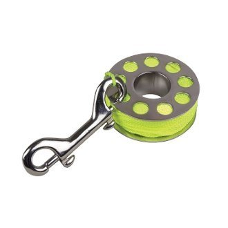New Path Seeker Stainless Steel Cave & Wreck Scuba Diving Finger Spool Reel (100) with High Visibility Neon Yellow Line & a Double Ended Stainless Steel Bolt Snap