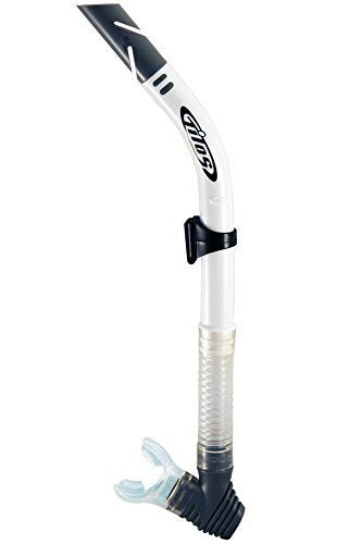 Tilos New Flexible Purge Splash Snorkel for Scuba Diving & Snorkeling - White