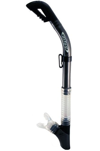 Tilos New Ultra Dry Flexible Purge Snorkel (Titanium Silver) with SOS Safety Whistle and Extra Clear Liquid Silicone Mouthpiece ($10.95 Value) for Scuba Diving & Snorkeling - 100% Dry/RFA