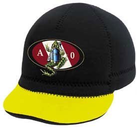 New Neoprene Squid Lid Baseball Cap for Boatwear, Watersports or Scuba Diving with Amphibious Outfitters Logo - Black/Yellow (Size Small)/LID