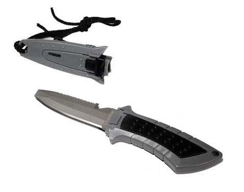New Titanium Scuba Diving BCD Knife (Blunt) with Choice of Clip or Hose Mount