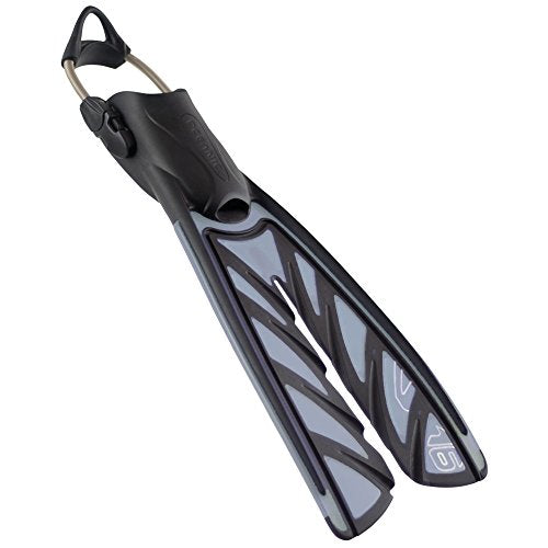 Oceanic Vortex V-16 Split Open Heel Fins w/ Spring Straps, Ice Blue, XS