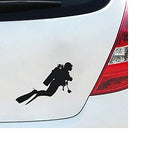 Deep Sea Fossils Scuba Diving Vinyl Decal Car Sticker with Swimming Scuba Diver - 7.20" x 4.13"