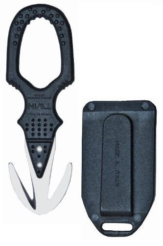 New Safety and Rescue Scuba Diver Twin Line Cutter with Hard Plastic Sheath - Midnight Stealthy Black