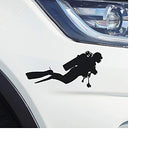 Deep Sea Fossils Scuba Diving Vinyl Decal Car Sticker with Swimming Scuba Diver - 7.20" x 4.13"