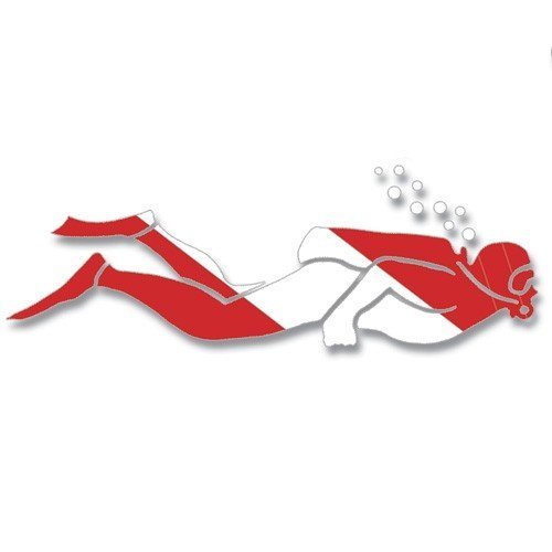 New Diver Down Flag Die Cut Sticker Decal for Your Boat, Tanks or Auto - Scuba Diver (5.5")