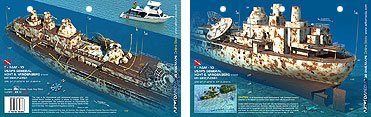 Innovative Scuba Concepts New Art to Media Underwater Waterproof 3D Dive Site Map - Vandenberg Stern in Key West, Florida (8.5 x 5.5 Inches) (21.6 x 15cm)/RFA