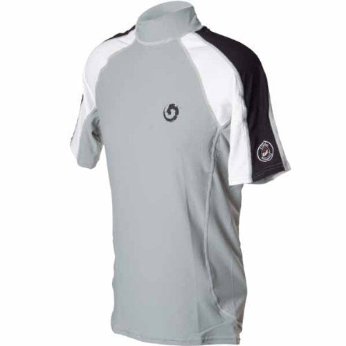 New Men's Anti-UV Short Sleeve Rash Guard (X-Small) for Scuba Diving, Snorkeling, Swimming & Surfing - Silver