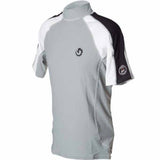 New Men's Anti-UV Short Sleeve Rash Guard (X-Small) for Scuba Diving, Snorkeling, Swimming & Surfing - Silver