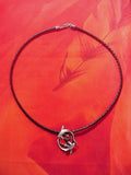 New Silver Pewter Diver's Down Flag Necklace with Prehistoric Megalodon Fossil Shark Tooth