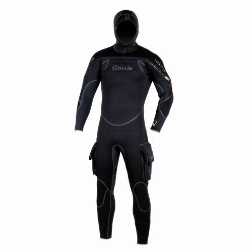 Hollis New Men's Neotek Semi-Drysuit with LavaSkin, Liquid Seams, Attached Hood & a Mix of 8/7/6mm Superstretch Neoprene (Size X-Large Short) Black