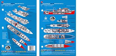 Innovative Scuba Concepts New Art to Media Underwater Waterproof 3D Dive Site Map - Kittiwake Inboard Profile in Grand Cayman, Cayman Islands (8.5 x 5.5 Inches) (21.6 x 15cm)/FBM