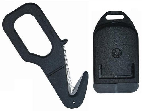 New Safety and Rescue Scuba Diver Razor Line Cutter with Hard Plastic Black Sheath - Midnight Stealthy Black