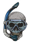 Scuba Diving Vinyl Decal Car Sticker with Skull, Mask & Snorkel - 6.54" x 3.9"