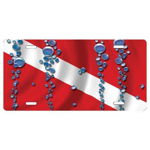 AQUA METAL LICENSE PLATE DIVE FLAG - Dive Flag with Bubbles