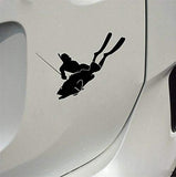 MyScubaShop Scuba Diving Vinyl Decal Car Sticker with Spearfishing Free Diver Carrying Speargun - 5.91" x 3.82"