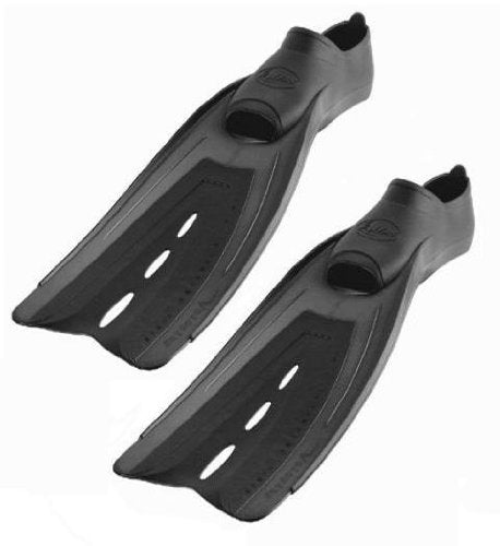 AERIS New Velocity Full Foot Scuba Diving & Snorkeling Fins - Black (Size 1-2/2X-Small)/RFA