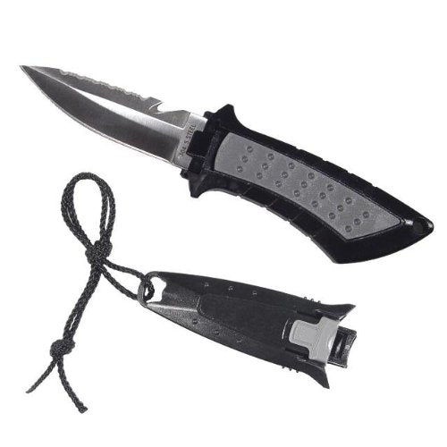 New 304 Stainless Steel Scuba Diving BCD Knife - Pointed Tip (Black)