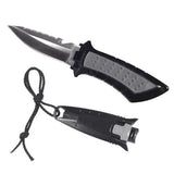 New 304 Stainless Steel Scuba Diving BCD Knife - Pointed Tip (Black)