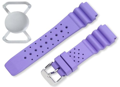 St. Moritz Momentum 20mm Lavender/Purple Splash Natural Rubber Watch Band with Free Watch Protector Valued at $12.95 Value for Added Protection to The Glass Face of Your Dive Watch