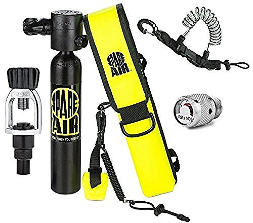 Spare Air New 3.0CF Package for Scuba Divers with Dial Pressure Gauge, Fill Adapter, Holster, Leash, and Free Quick Release Coil Lanyard ($15.95 Value)