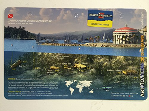 Innovative Scuba Art to Media Underwater Waterproof 3D Dive Site Map - Avalon in Catalina Island, California (8.5 x 5.5 Inches) (21.6 x 15cm)