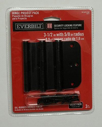 Everbilt 3-1/2 in. Oil-Rubbed Bronze 5/8 in. Radius Security Door Hinges (3-Pack) by Crown Bolt