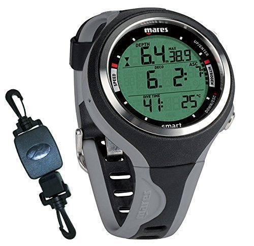 Mares Scuba Smart Dive Computer – Black/Grey w/ Retractor Clip