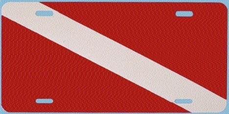 New Salty Bones Aluminum Scuba Diving License Plate - Diver Down Flag