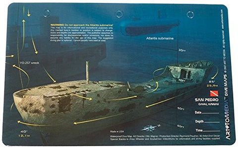 Innovative Scuba Art to Media Underwater Waterproof 3D Dive Site Map - San Pedro in Oahu, Hawaii (8.5 x 5.5 Inches) (21.6 x 15cm)