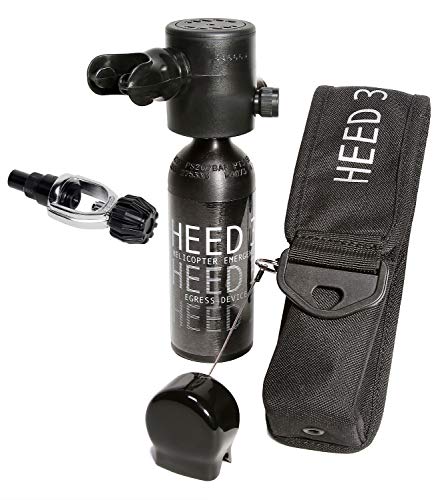 Spare Air - Heed 3 Helicopter Emergency Egress Device for Pilots with Dial Gauge Upgrade and Fill Adapter (910S) Allowing User to Fill Directly from a Scuba Tank