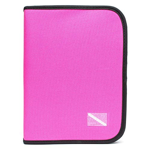 New Innovative Scuba 3 Ring Zippered Log Book Binder with Free Generic Log Insert ($12.95 Value) - Pink with Diver Down Flag