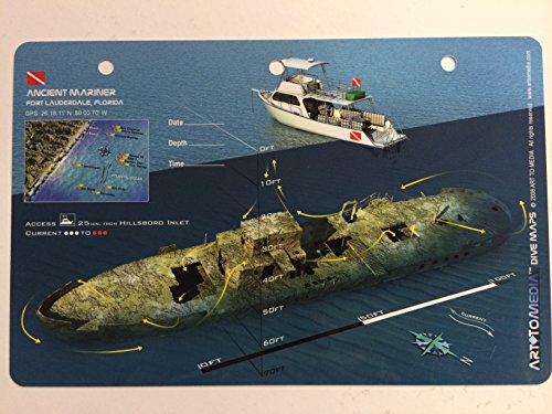 Innovative Scuba New Art to Media Underwater Waterproof 3D Dive Site Map - Ancient Mariner in Fort Lauderdale, Florida (8.5 x 5.5 Inches) (21.6 x 15cm)/LID