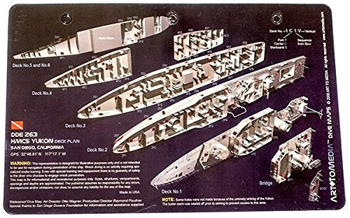 Innovative Scuba New Art to Media Underwater Waterproof 3D Dive Site Map - Yukon Deck in San Diego, California (8.5 x 5.5 Inches) (21.6 x 15cm)/LID