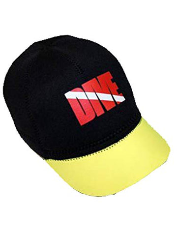 New Neoprene Squid Lid Baseball Cap for Boatwear, WaterSports or Scuba Diving with Dive Flag Logo - Black/Yellow (Size Regular)