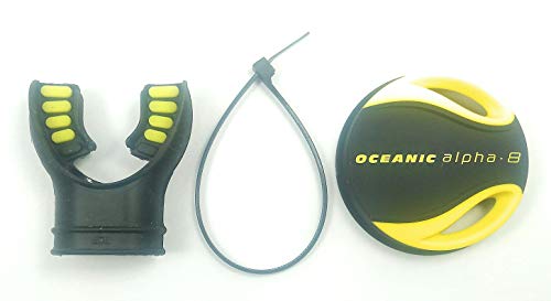 Huish Oceanic Alpha 8 Second Stage Regulator Diaphragm Cover Kit (Neon Yellow) with Comfort Cushion Silicone Molded Tab Mouthpiece and Tie Wrap