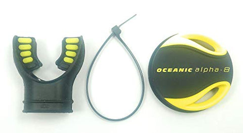 Huish Oceanic Alpha 8 Second Stage Regulator Diaphragm Cover Kit (Neon Yellow) with Comfort Cushion Silicone Molded Tab Mouthpiece and Tie Wrap