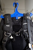 TUSA Dive Gear Roller Duffle Bag in Black w/DiveCatalog's Sticker & Blue BCD and Regulator Hanger