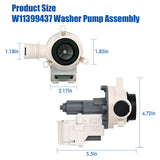 W11399437 Washer Drain Pump Assembly Fit for Whirlpool Washing Machine, Replacement W11259498 4961028 AP6974144 PS12731241 EAP12731241 Hanyu B25-3A04