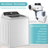 W11399437 W11259498 Washing Machine Water Drain Pump Compatible with Maytag Whirlpool Kenmore Crosley Washer Replace W11399437 W11259498 4961028 AP6974144 PS12731241 EAP12731241