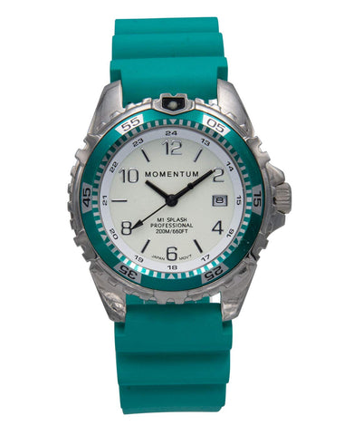 MOMENTUM Unisex M1 Splash Watch | 200m / 660 ft Water Resistant | Rotating Dive Bezel (Sapphire Crystal, Aqua | Aqua Twist Rubber)