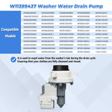 W11399437 Washing Machine Water Drain Pump Replacement Compatible with Maytag Whirlpool Kenmore Crosley Washer Replace Part Numbers W11399437 W11259498 4961028 AP6974144 PS12731241 EAP12731241