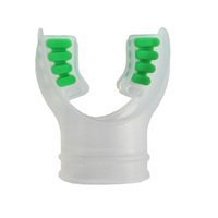 Trident New Comfort Cushion Silicone Molded Tab Mouthpiece for Regulator, Octopus, Snorkel - Clear with Green Tabs