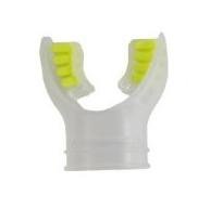 Trident New Comfort Cushion Silicone Molded Tab Mouthpiece for Regulator, Octopus, Snorkel - Clear with Yellow Tabs