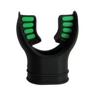 Trident New Comfort Cushion Silicone Molded Tab Mouthpiece for Regulator, Octopus, Snorkel - Black with Green Tabs