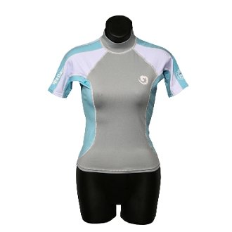New Women's Anti-UV Short Sleeve Rash Guard - Blue (Size 14)